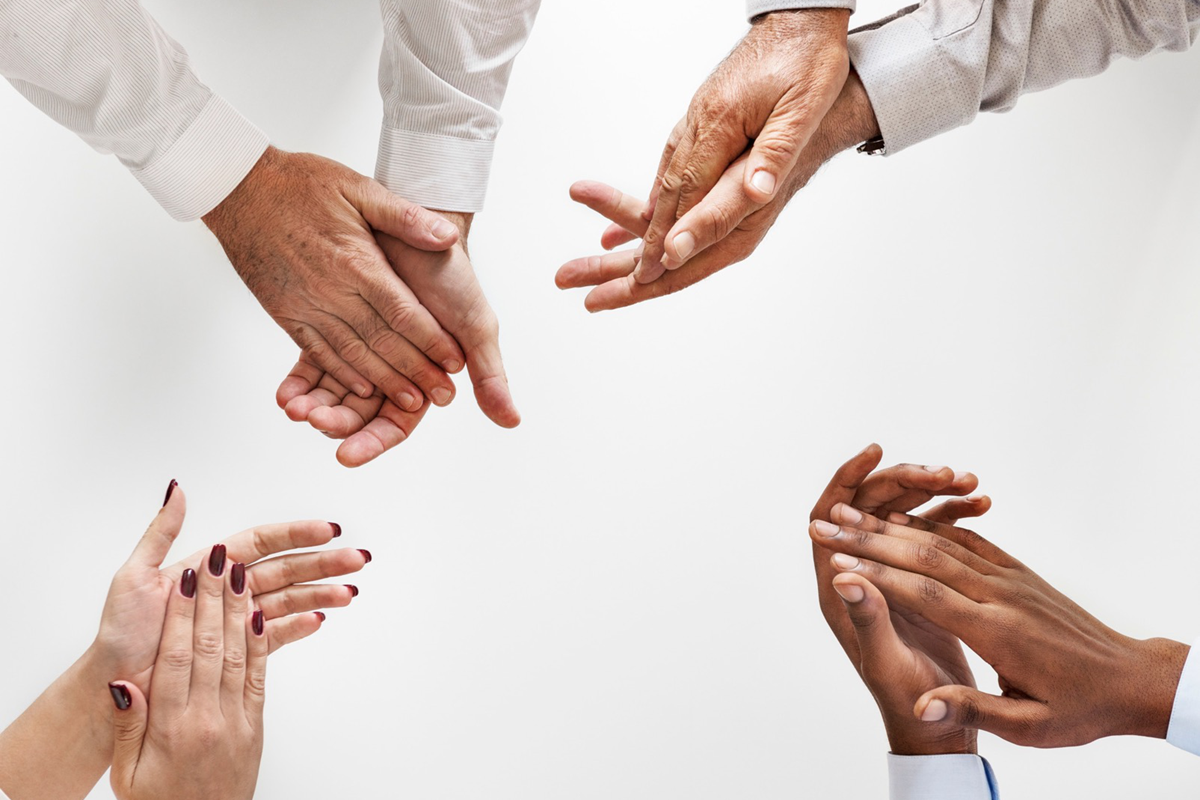 Real people clapping hands